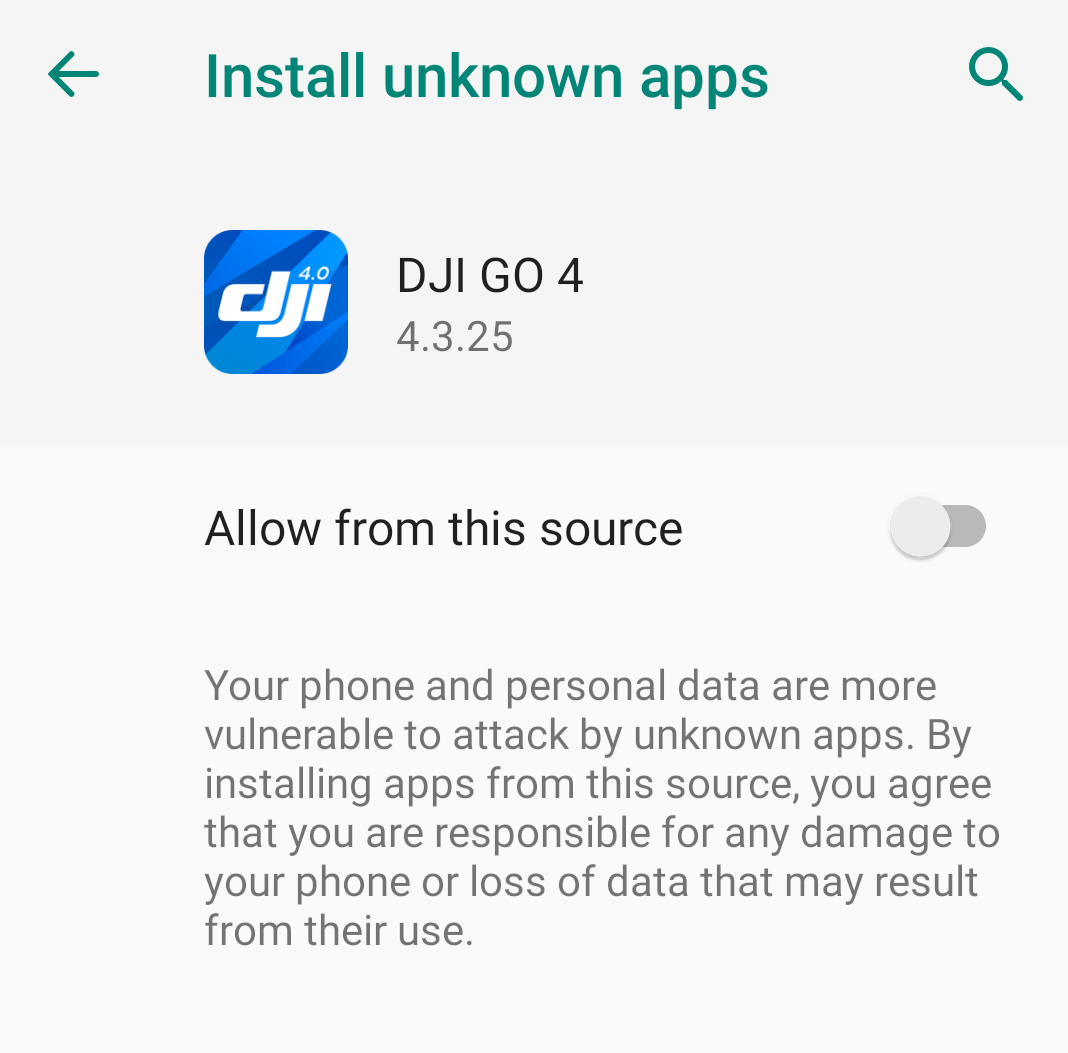 Prompt asking the user for allowing unknown applications