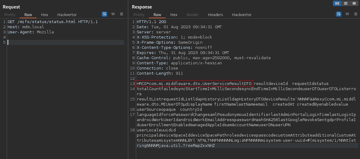 Desynchronized response holding the results of the call to getAllUsers.
