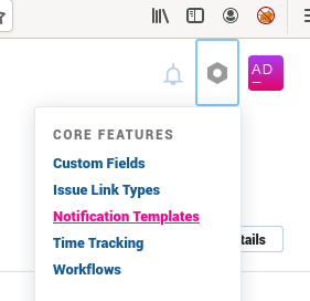 Notification templates from the administrative panel