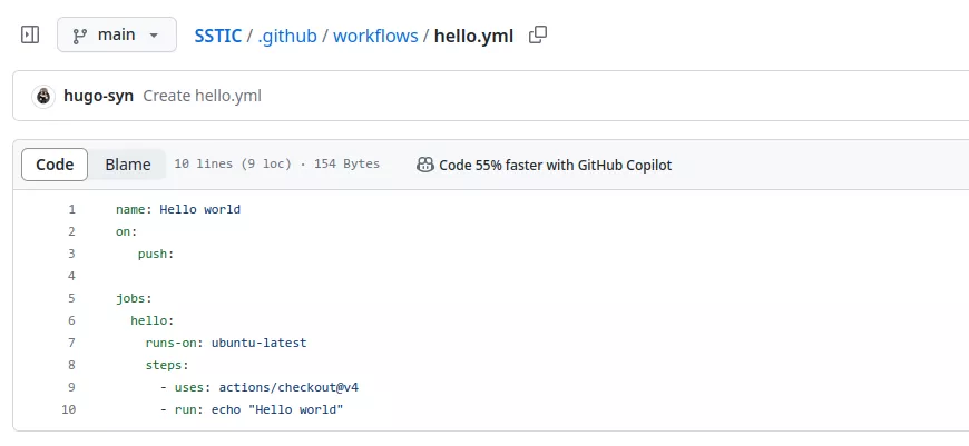 Hello world workflow.
