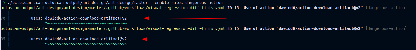 octoscan dangerous artifacts