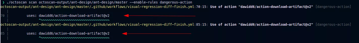 octoscan dangerous artifacts