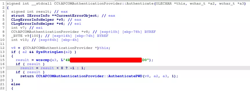 Authenticating function