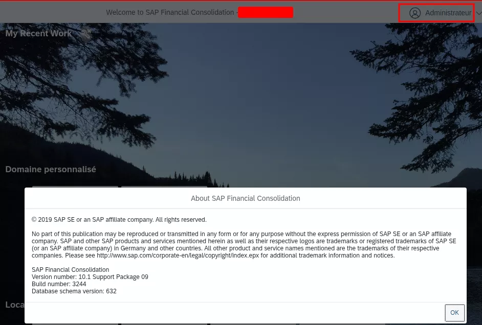Authenticated access with ADMIN account.