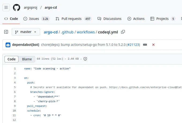 CodeQL workflow.