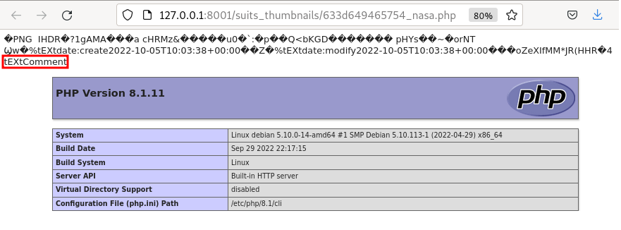 PNG comments - payload executed