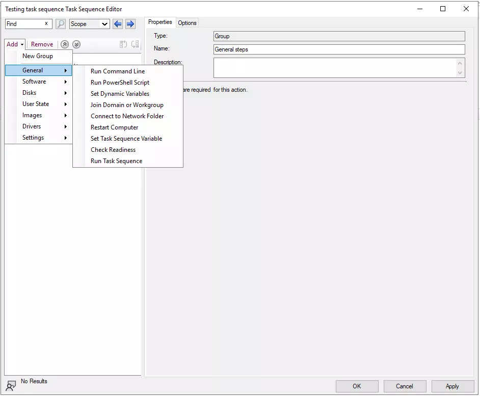 SCCM task sequences