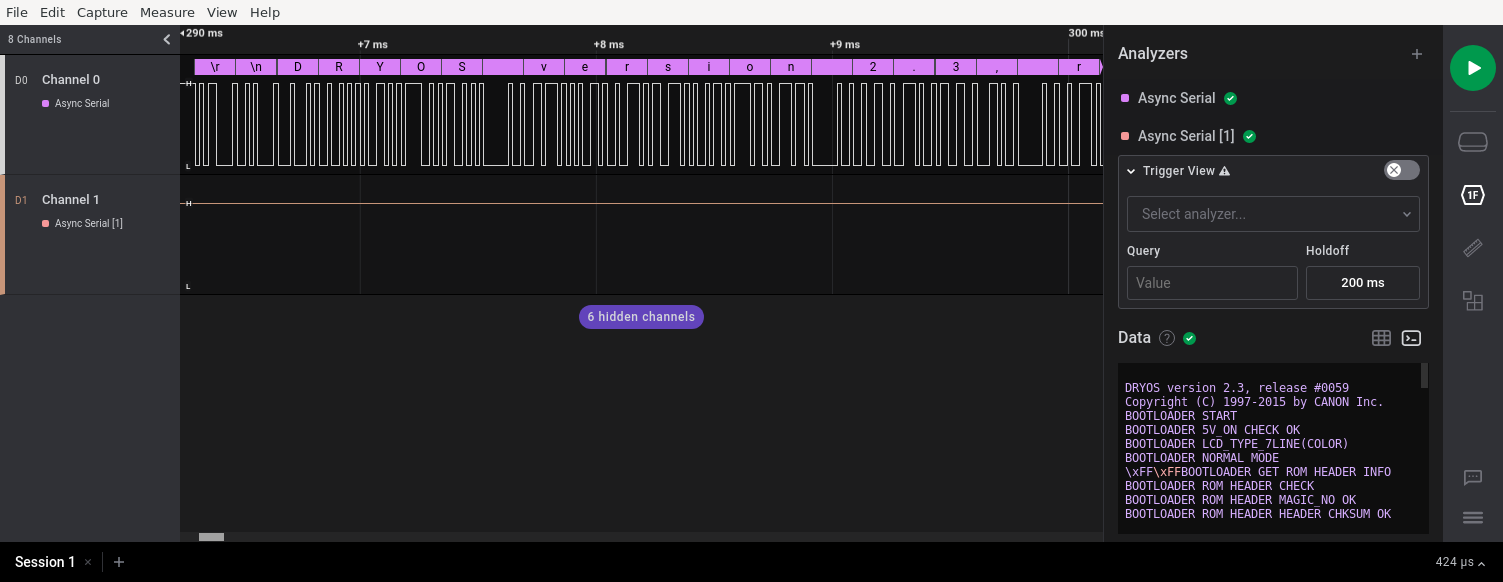 Logic analyzer capture using Saleae