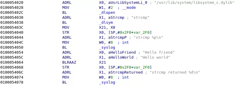 Generated assembly code for example 2