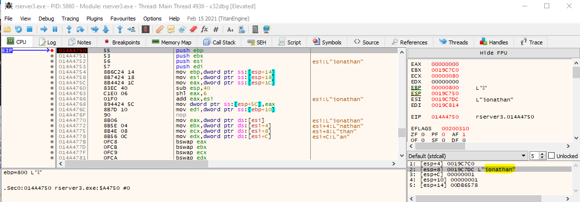 x64dbg SHA1 breakpoint