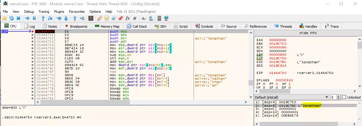 x64dbg SHA1 breakpoint