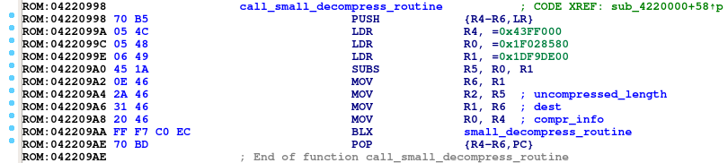 Call to the small decompression routine