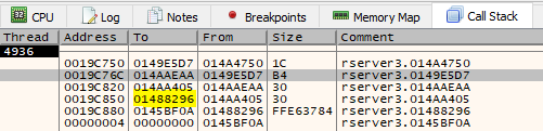 x64dbg call stack