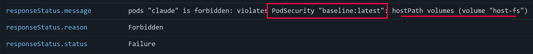 Une création de pod rejetée par Pod Security Admission
