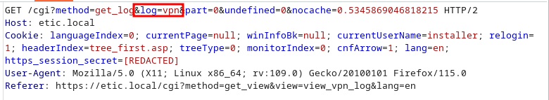 Normal request to retrieve log file