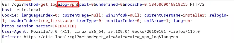 Normal request to retrieve log file
