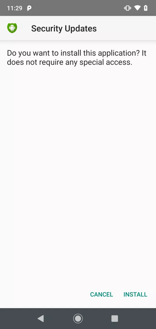 Prompt asking for installation of an arbitrary application