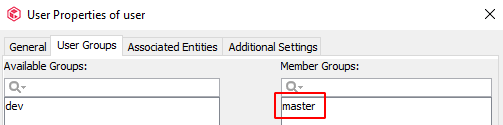 User user added to the master group.
