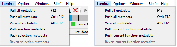 IDA Lumina menu