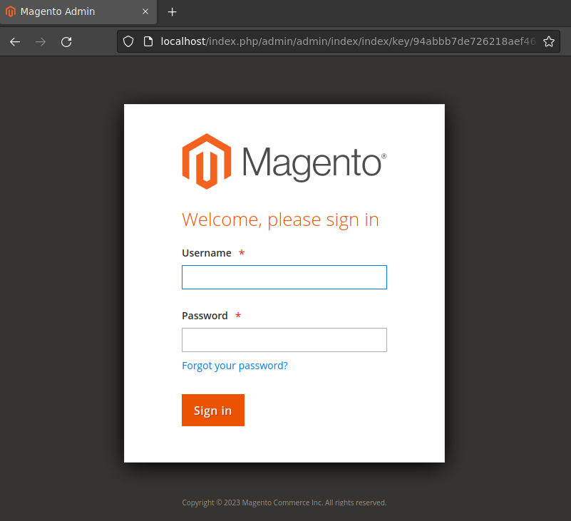 Magento Admin Login Page