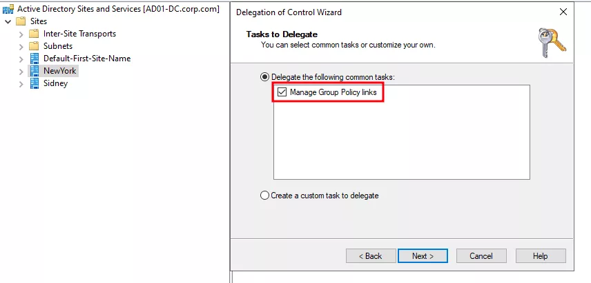 Sites delegate manage group policy links