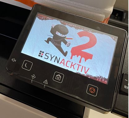 Synacktiv ninja displayed on the printer screen