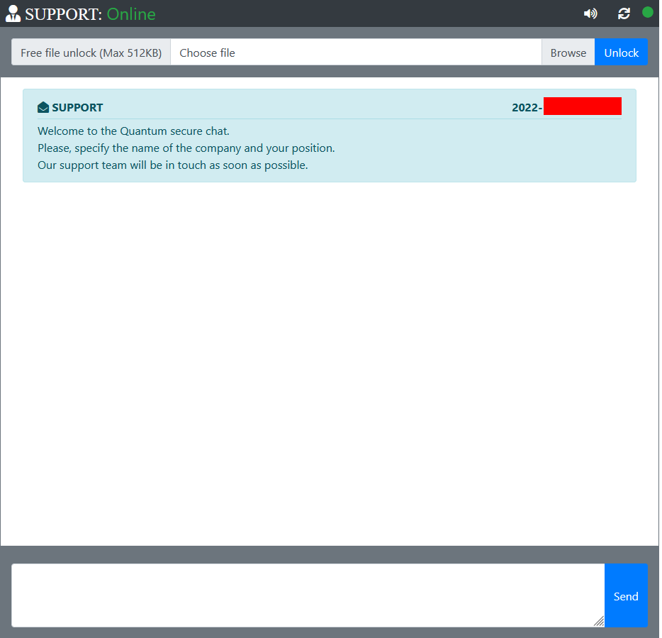 Quantum Secure Chat Support
