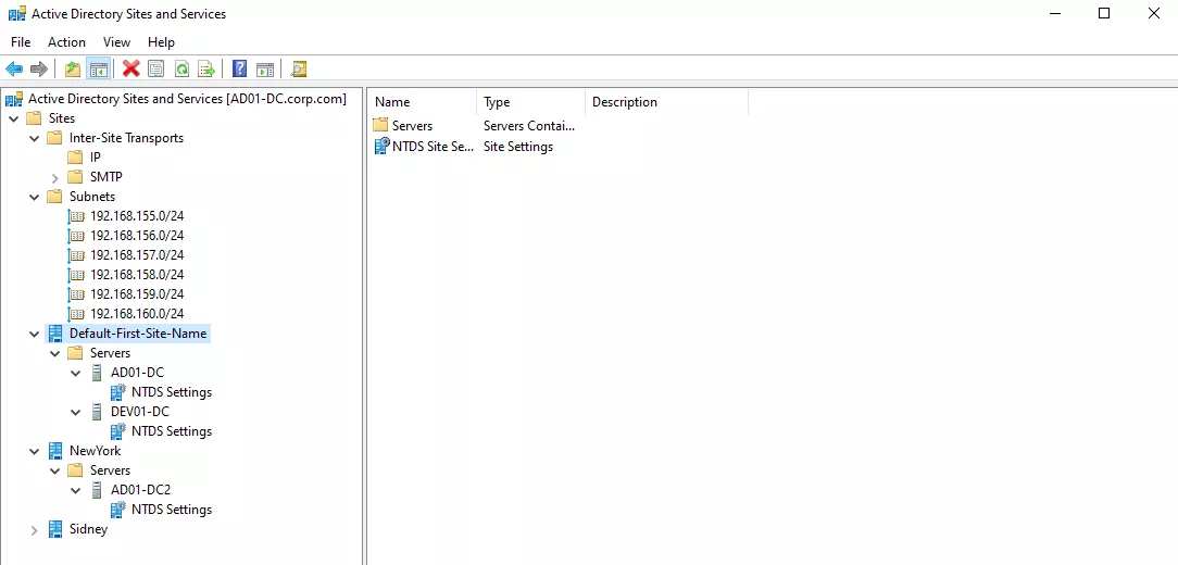Active Directory Sites and Services