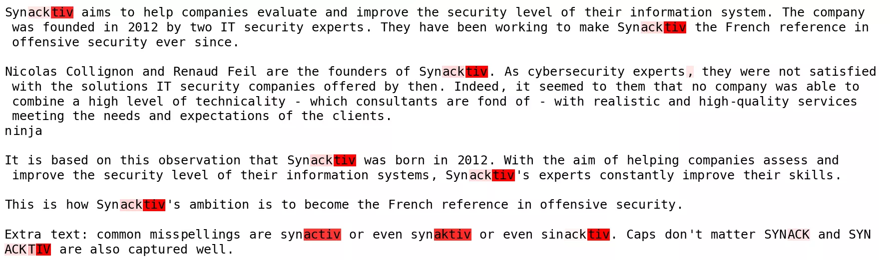 Token heatmap for Synacktiv
