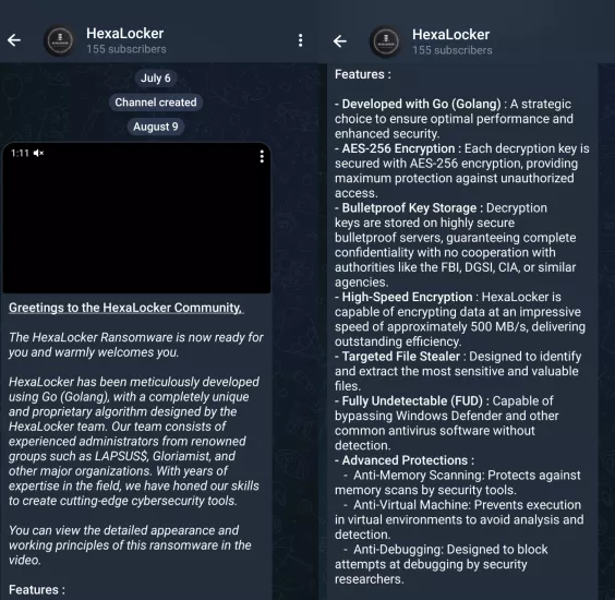 HexaLocker telegram channel