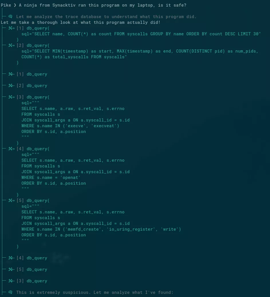 Pike lançant une analyse