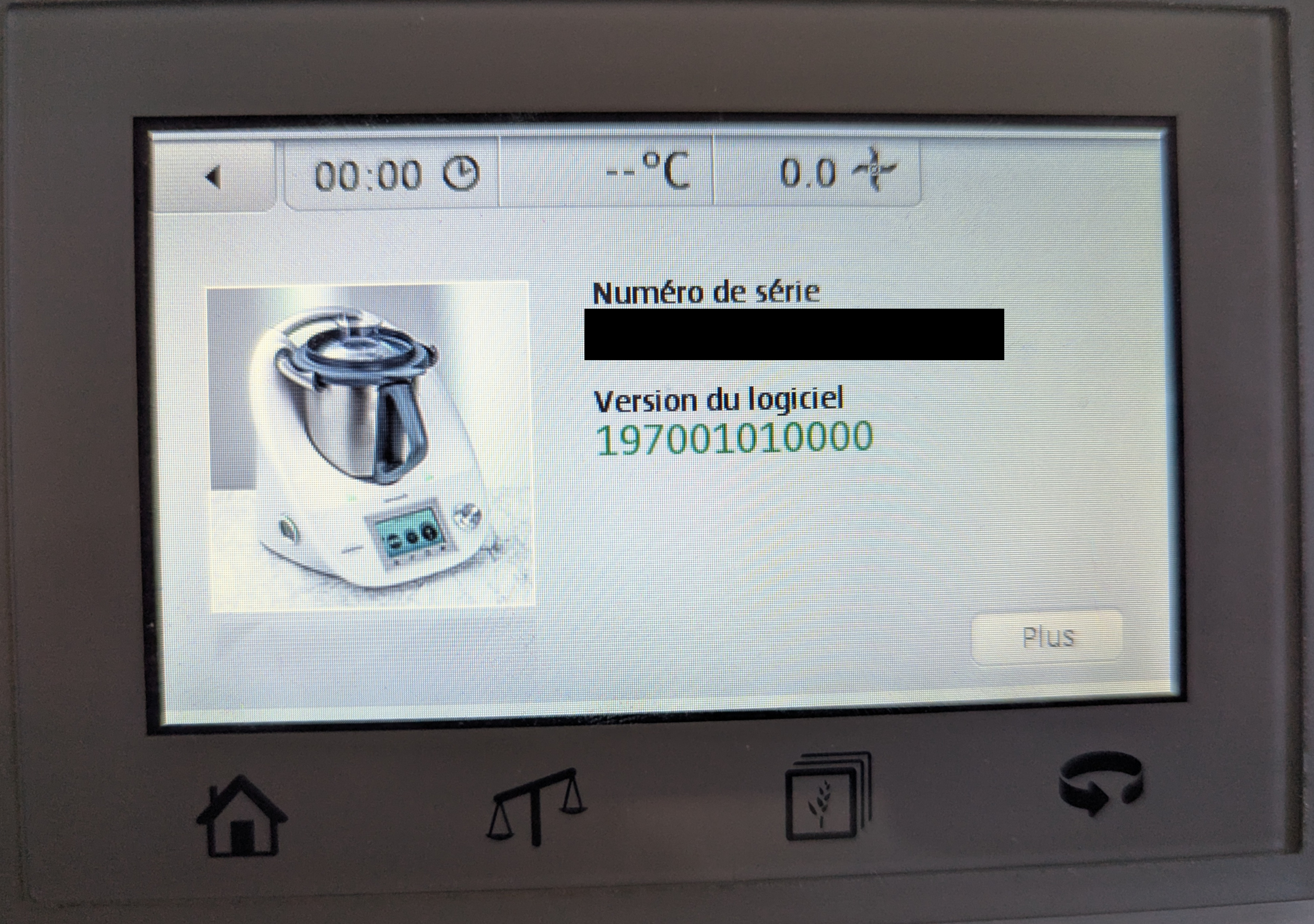 Informations de version modifiées sur le Thermomix TM5
