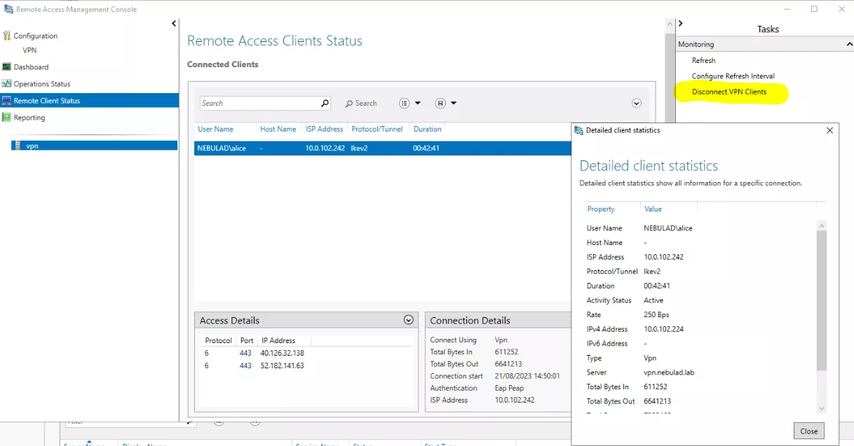 VPN Remote Client Status