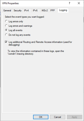 VPN server logging