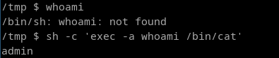 Execution of whoami command