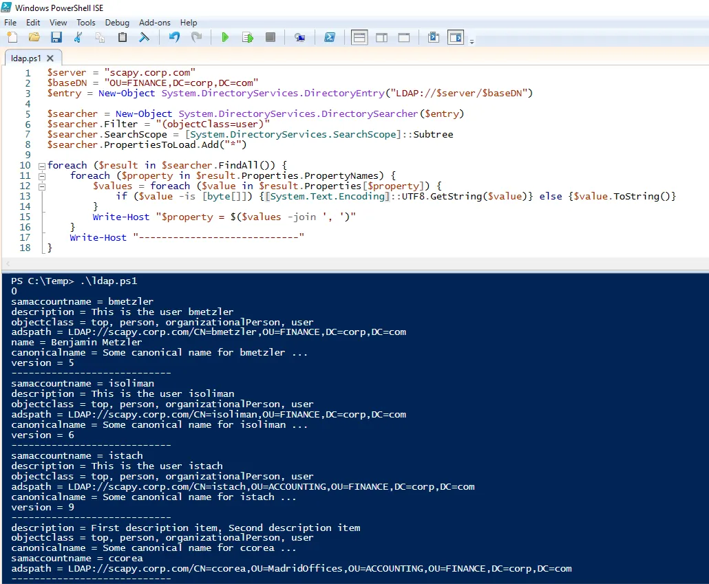 Windows LDAP client interaction with scapy LDAP server