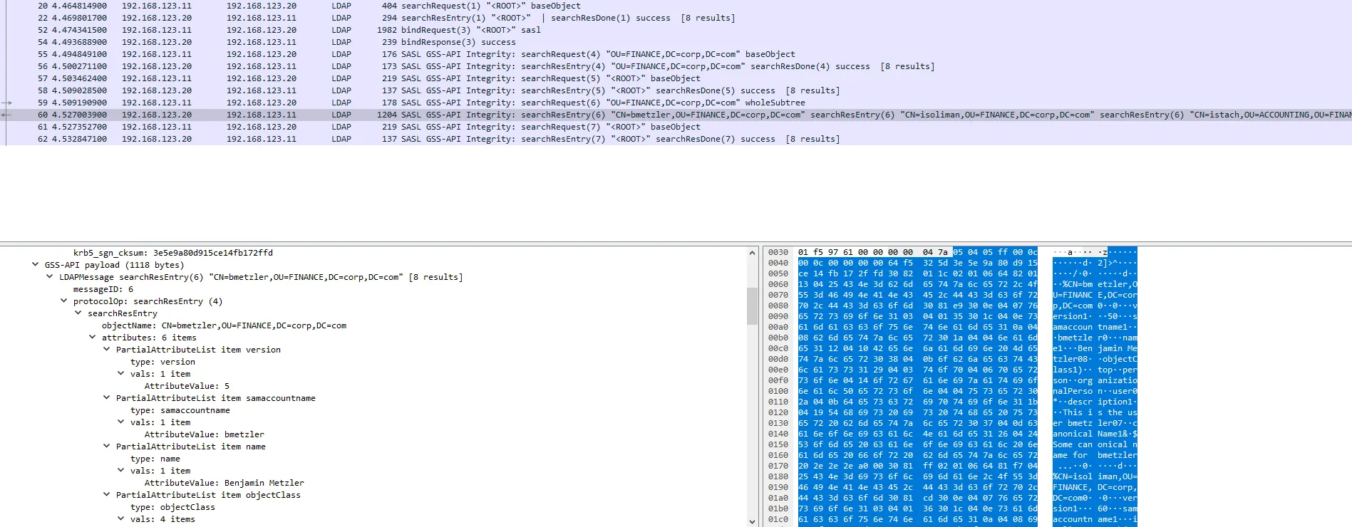 Wireshark capture windows LDPA client