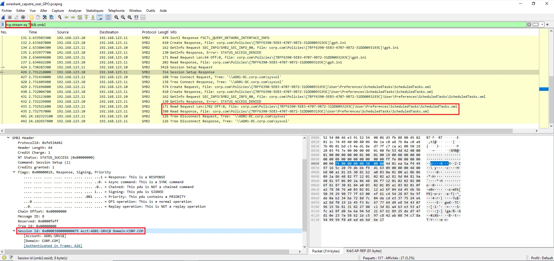 Wireshark capture user GPO application